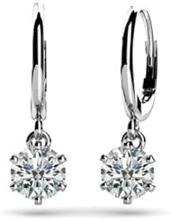 0.40 ct Ladys Round Cut Diamond Drop Earrings in 18 karat White Gold