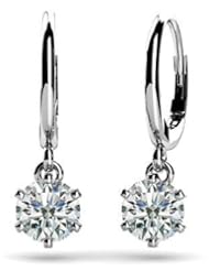 0.60 ct Ladys Round Cut Diamond Drop Earrings in 14 karat White Gold