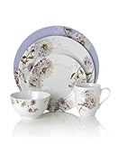 By Mikasa Silk Floral Lavender Appetizer Plates, Set of 4