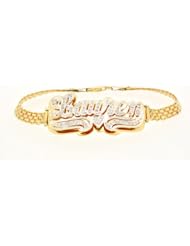 14K Two Tone Gold "Lauren" Nameplate w/ Diamond Accents