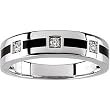 14K White Gold Man's Onyx and Diamond Band - 0.16 Ct.