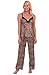 Del Rossa Women's Satin Cami Top with Lace Trim Pajama Set with Pants