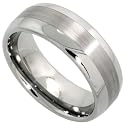 Tungsten Carbide 8 mm (5/16 in.) Comfort Fit Dome Wedding Band Ring w/ Flat Brushed Center