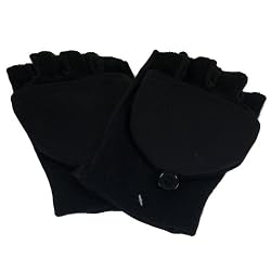 Ski Winter Flip Mitten Fingerless Gloves Glomitt Black