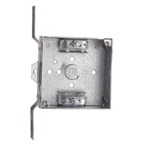 Steel City 52151-CVX Pre-Galvanized Steel Square Box with C-3 Non-Metallic Cable Clamps, CV-Bracket and 1/2-Inch and 3/4-Inch Eccentric Knockouts