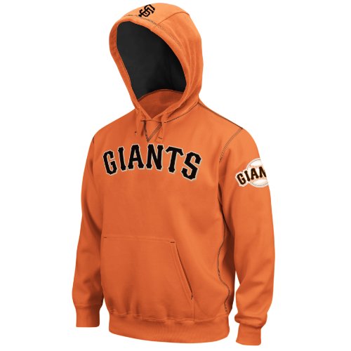 MLB San Francisco Giants Long Sleeve Hooded Fleece Pull Over (Dark Orange/Black, X-Large)