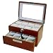 Watch Box for 16 Watches Cherry Matte Finish Metal Accent Glass Window Extra Clearance Large Cushions