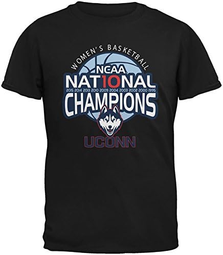 Uconn Huskies 2015 NCAA Script 10 Champions - Black Adult T-Shirt - Large