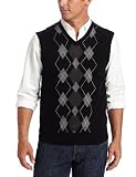 Geoffrey Beene Men's Soft Acrylic Argyle Vest, Black, Medium