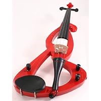 VIOLINSMART Full Size 4/4 Red/Pink Electric Violin Complete Set
