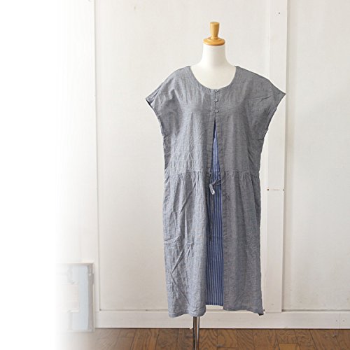 (アトリエイコール) ATERIER EQUAL 重ね着風中割れデザインフレンチスリーブワンピース フリーサイズ ブルーグレー（19）