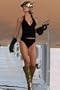 Women's Swimsuit Separate by Blue Sky Swimwear solid black; Halter Babydoll Top: Swimwear Top Only