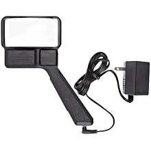 Donegan C-610 Classic Rectangular Illuminated Hand Held Magnifier, 2-1/8x Magnification, 4.5 Diopers, 9" Focal Length, 2" x 4" Lens Size