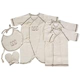 サンベビー 新生児お得用5点セット コンビ肌着×1/短肌着×2/スタイ×1/ミトン×1 キナリ