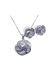 Nickel Free Sterling Silver Pendant & Earring Sets Spiral CZ Set