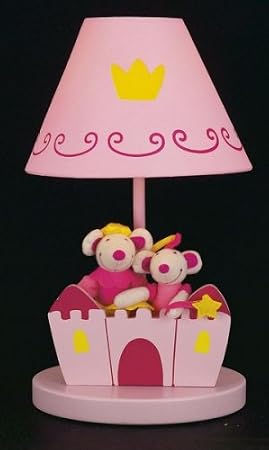 Sue Bee Ginna Nursery Children's Lamp - Pink Castle with Plush Twin Mice