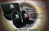 11pc Marvin the Martian Alien Low Back Seat Covers with Head Rest Covers, Bench Cover and Steering Wheel Cover with Shoulder Pads Licensed and Rare Product