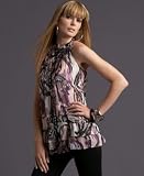 INC International Concepts Printed Sleeveless Silk Tunic