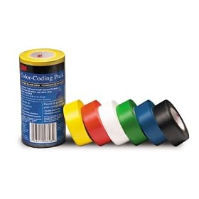 3M 764 General Purpose Vinyl Tape, Color Coding Pack