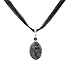 Necklace - N58 - Genuine Semi Precious Gemstone Hung on Five-Strand Organza and Cotton Cord + 2" Extension Chain - Oval Shape ~ Black Laboradorite