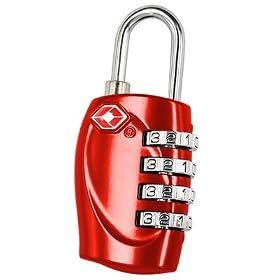 TRIXES 4-Dial TSA Combination Padlock Luggage Travel Red