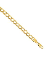 7in Gold-plated 6.5mm Double Link Charm Bracelet