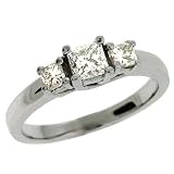 14k White 3 Stone 0.6 Ct Diamond Ring - Size 7.0