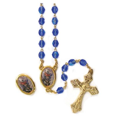 Saint Michael Crystal Rosary With Gold Chain