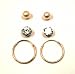 14k Yellow Gold 5mm Four Prong White Cubic Zirconia Stud, 14k Yellow Gold 4mm Pearl Stud, and 14k Yellow Gold 12mm Endless Hoop Earring Set
