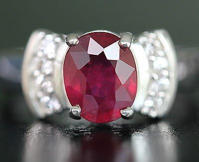 000977 Men's 2.40 Ctw Genuine Ruby & White Topaz Ring Solid 925ss S#8 Fs