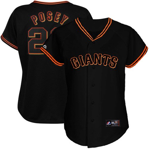 Majestic Buster Posey San Francisco Giants Women's Replica Jersey - Black (XX-Large)