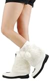 Pompom Mukluk Faux Fur Winter Boots WHITE