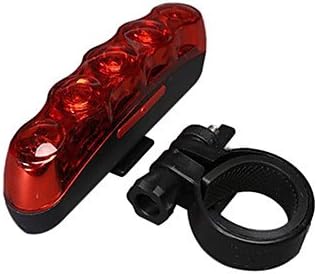 RayShop - Durable Quick Release 5-LED 3 Modes Bicycle Safety Rear Tail Warning Light Flashing Light - Black with Red