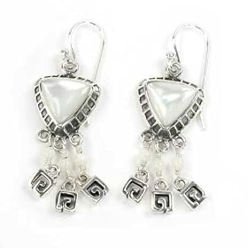 Barse Triangular Shaped Mother of Pearl Sterling Frenchwire Earrings by 