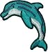 1.5 Blue White Jumping Sea Ocean Dolphin Animal Patch