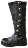 House of Andar Men's Black Leather Knee High Ren Boots with Hiking Sole