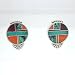 Ray Tracey Sterling Silver Round Earrings with Turquoise and Spiny Oyster Inlay, #8543