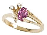 0.54 cts Genuine Pink Tourmaline and Diamond Ring - 14kt White or Yellow Gold