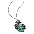 Minerva Collection Peacock Pendant Fashion Necklace Burnt Gold & Turquoise Blue