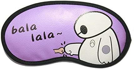 Soft Baymax Print Purple Ice Bag Sleep Mask with Adjustable Head Strap Contain Free Ear Plugs Lightweight