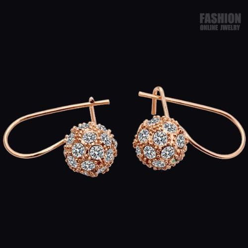 Poppular earring Fashion 18K Rose Gold Plated Rhinestone Ball Earrings By Mary J