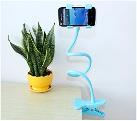 Heinside Hands Free Universal Flexible Long Arms cellphone mount for Bed Car Desk Chair with mounting clip Lazy Bracket Stand Azury