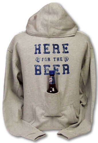 Beer Hoodie Sweatshirt with Beer Pouch - Here for the Beer