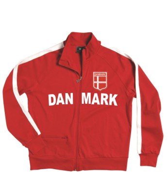 Dänemark Zip Jacke mit gesticktem Wappen Gr. S-XXL rot/weiss XL
