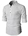 H2H Mens Casual Henley Lightweight Roll-up Sleeve Slim Fit Shirt