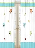 Turquoise and Lime Hooty Owl Window Treatment Panels by Sweet Jojo Designs - Set of 2