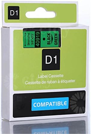 Labelzone shop(TM) Generic Black on Green Label Tape Compatible for DYMO D1 40919 3/8" X 23' (2 PK Black on Green Label Tapes)