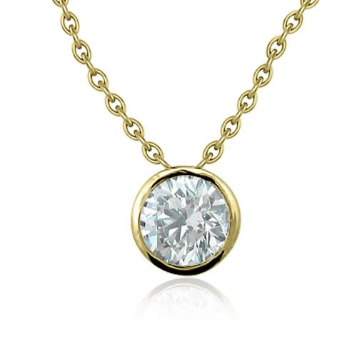 14k Yellow Gold Bezel Solitaire Natural Diamond 