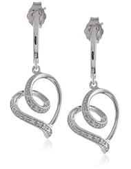 Sterling Silver Diamond Tendrils Heart Earrings (1/20 cttw, I-J Color, I3 Clarity)