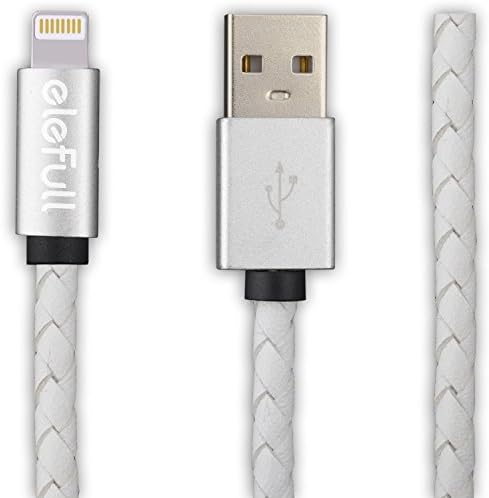 Elefull Super 2.4A Quick Charge Lightning Cable Artificial Leather USB Sync Charging Date Cable For Iphone 5 6 5c 5s Ipad IOS 9 (White)